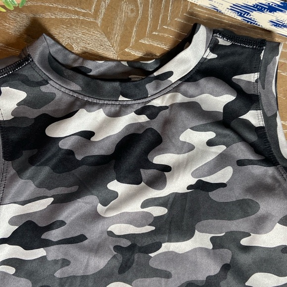 Little Boys Black & Gray Camouflage Dri Fit Summer Sleeveless Tank Top Shirt - Picture 6 of 8